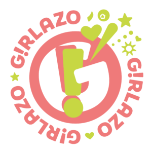 Decorative circular graphic with pink ring and lime-green shapes, featuring stars and hearts; the word 'amazing' repeats around the edge.