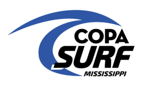 Abstract blue swoosh design on a black background, resembling curved arcs or waves.